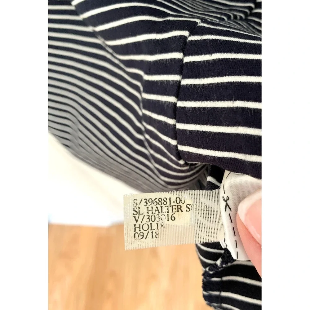 Banana Republic Sleeveless Ponte Sheath Dress Navy White Stripe Career Size 6